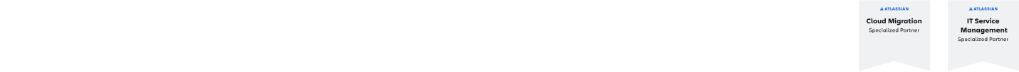 Atlassian Badges and Specializations: Platinum Solution Partner Enterprise / Silver Marketplace Partner / Training Partner / Cloud Migration Specialized Partner / IT Service Management Specialized Partner