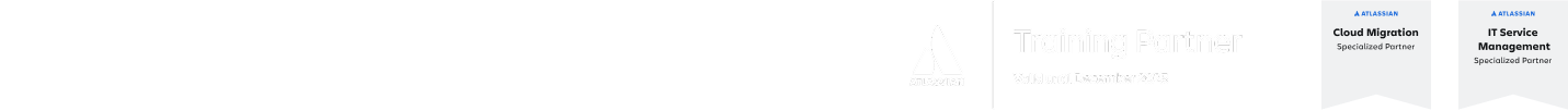 Atlassian Badges and Specializations: Platinum Solution Partner Enterprise / Silver Marketplace Partner / Training Partner / Cloud Migration Specialized Partner / IT Service Management Specialized Partner