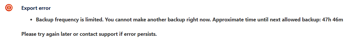 Export error 2 Export error 2