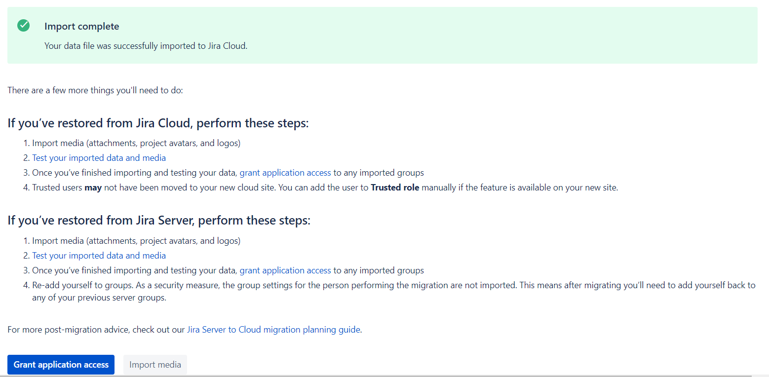 Import complete Import complete