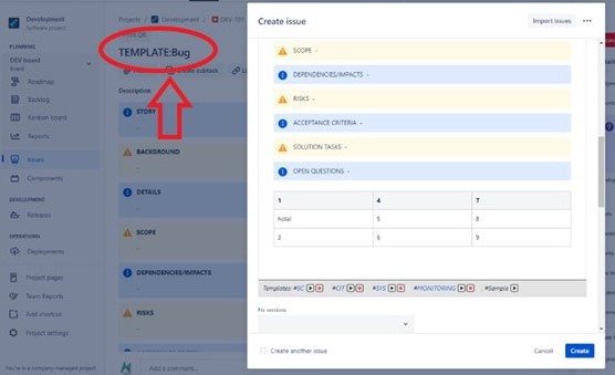 Imagen 2. ok Description & Comment Templates