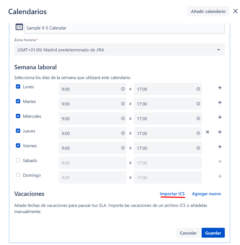Cómo importar el calendario mediante ICS