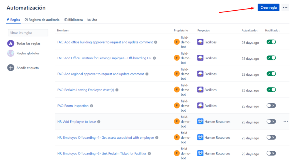 Crear regla de automatizacion