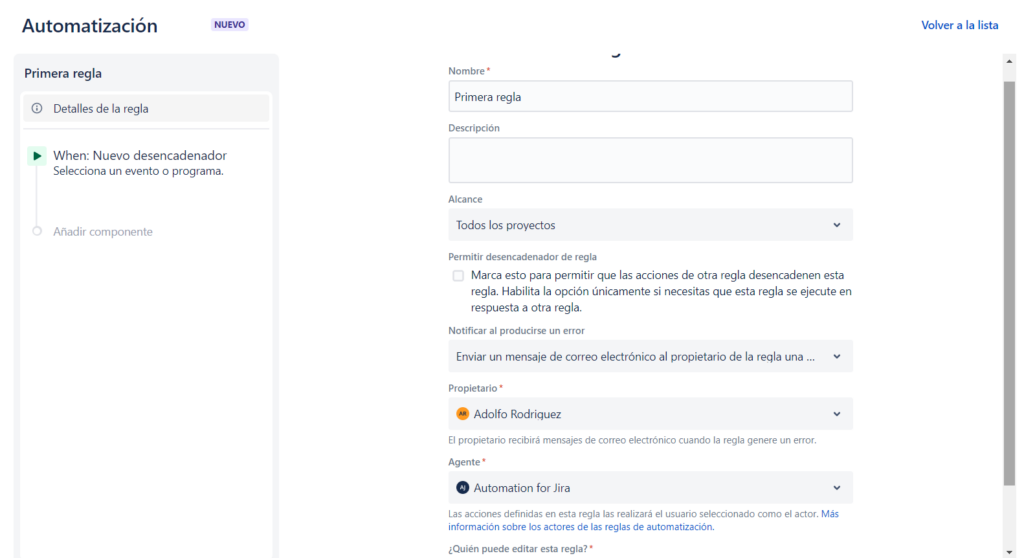 Detalles de la regla