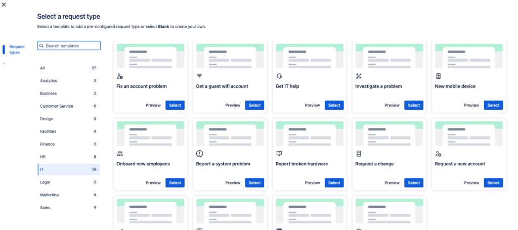 Request types templates