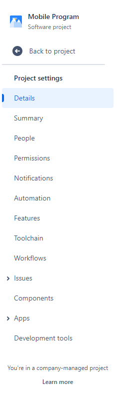 company managed menu configuration