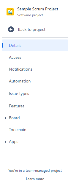 team managed menu configuration