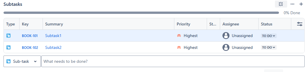 visualización de tareas secundarias y subtareas para Jira Cloud