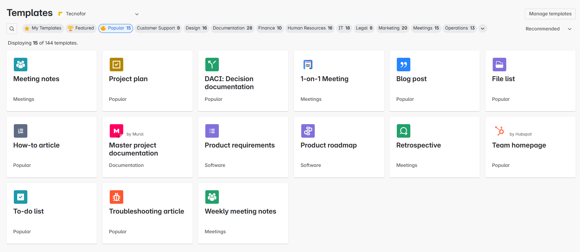 Templates Confluence